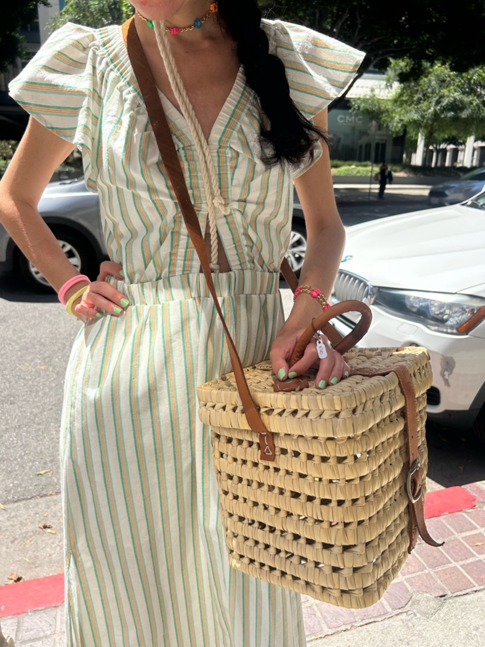 Light Green Striped Women’s Summer Maxi Dress
